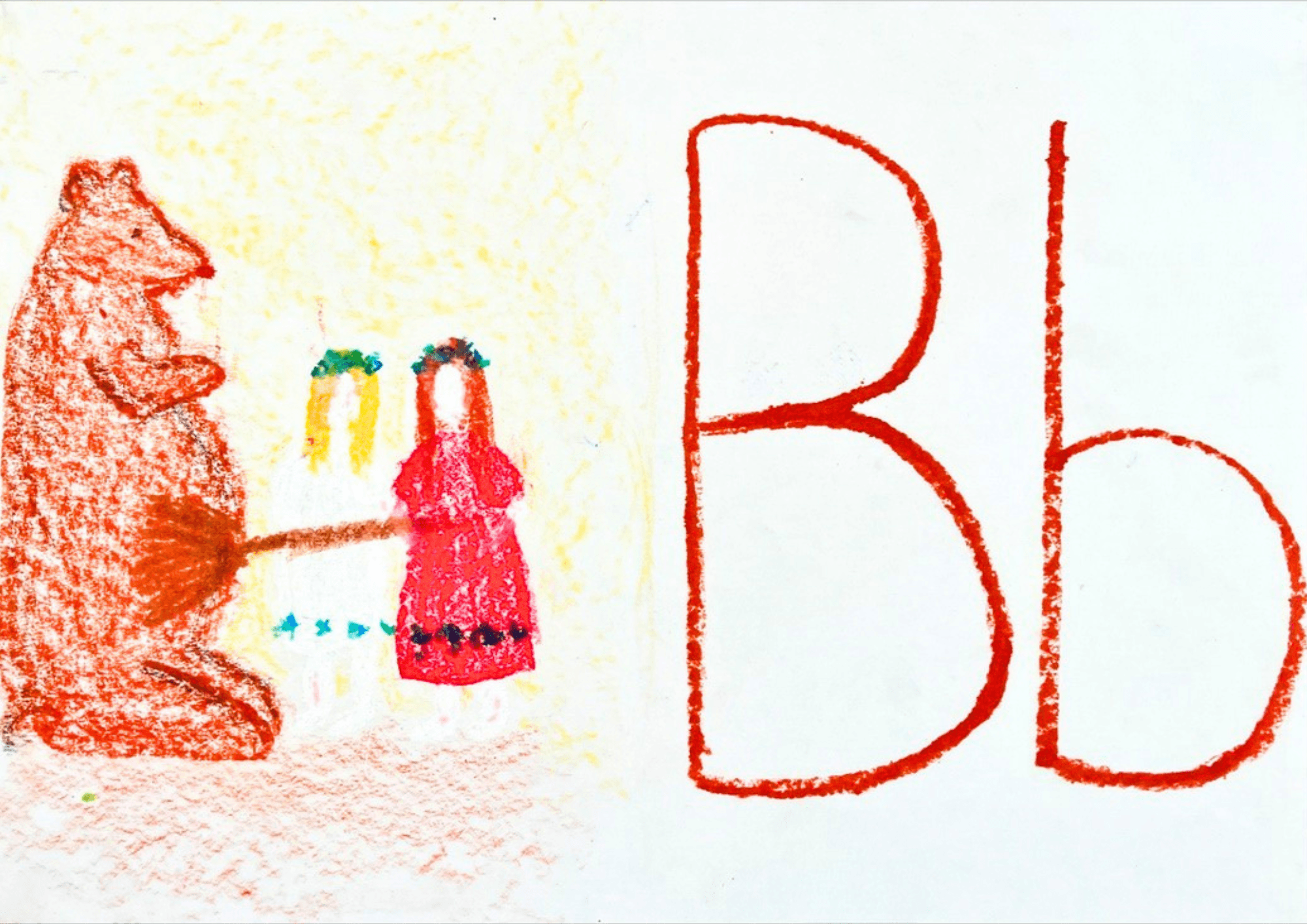 A main lesson book page: the letter B drawn from a picture